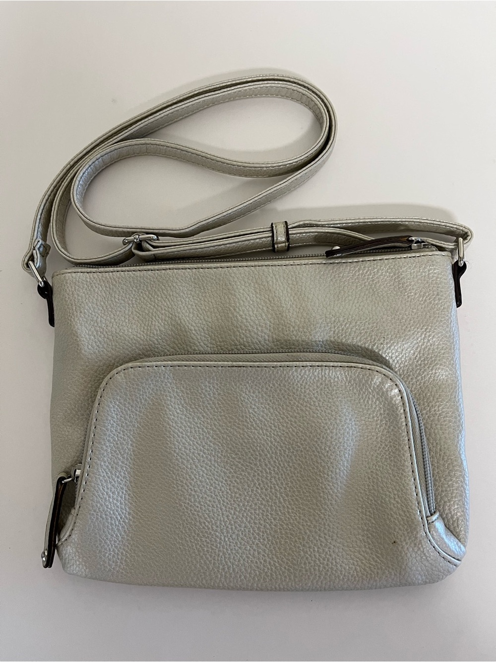 Tignanello Light Gray Pebbled Leather Crossbody - Picture 2 of 4